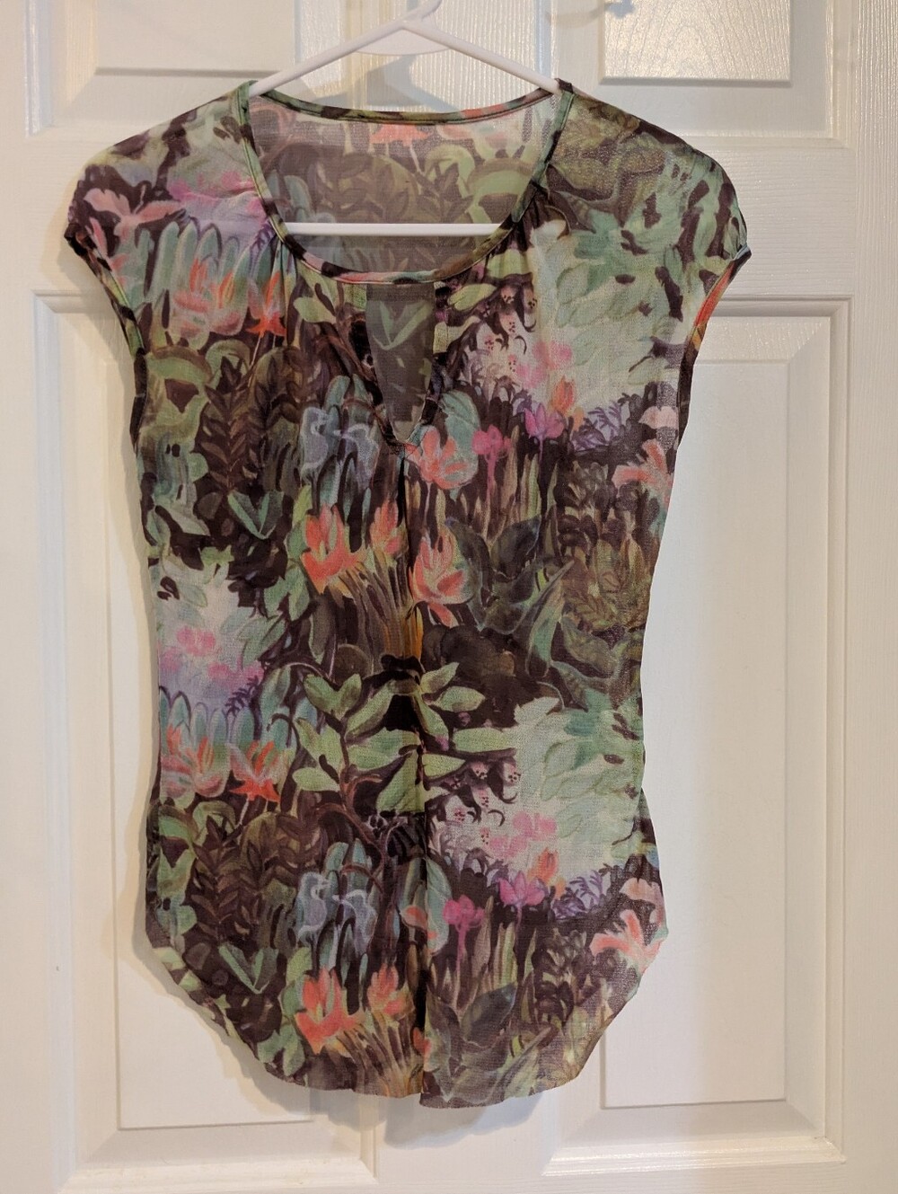 Floral Print Short Sleeve Women's Top in Multicolor